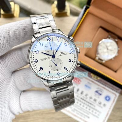 Copy IWC Schaffhausen Portuguese White Dial Stainless Steel Watch 40mm